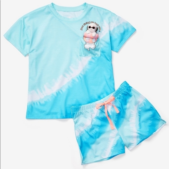 Living My Best Life Tie Dye Pajama Set With Squishy - Picture 1 of 6
